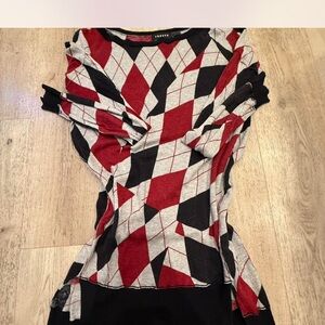 Stylish Red and Black Geometric Mini Dress